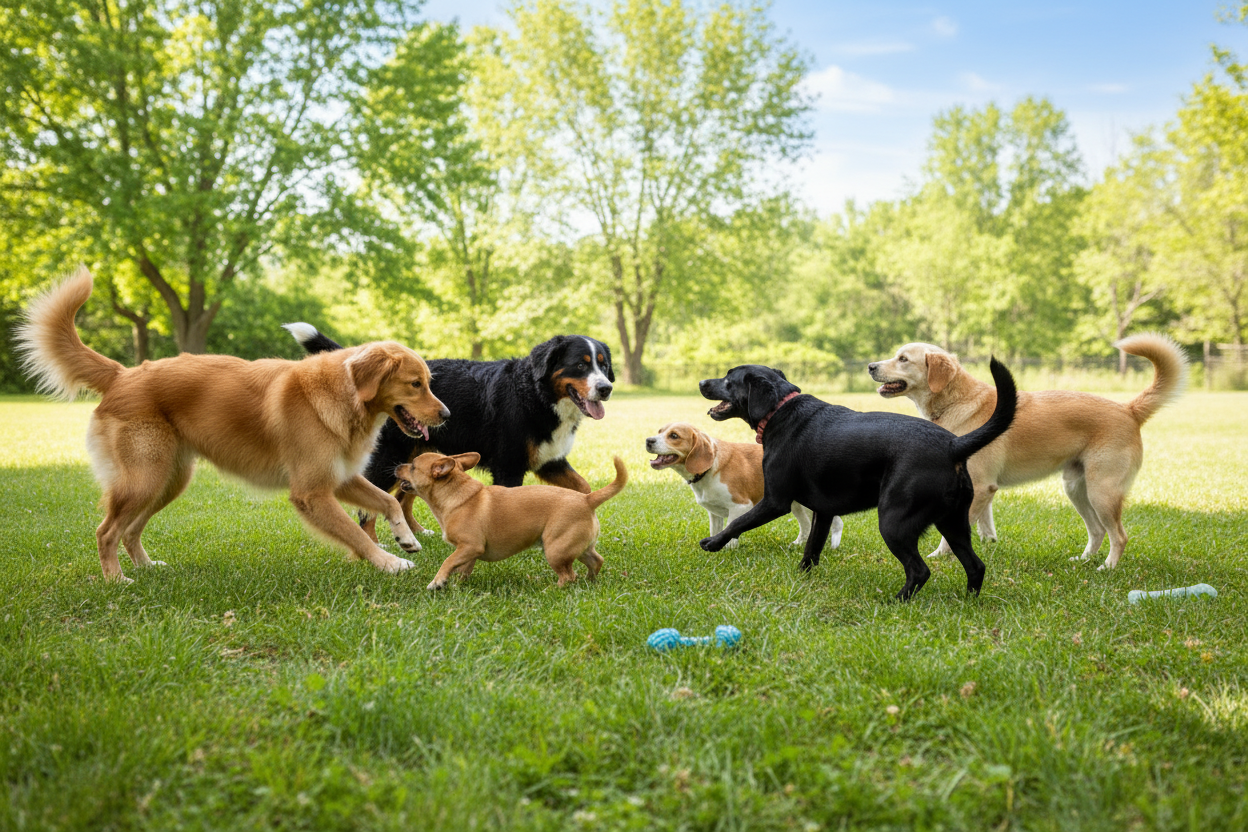 Dogs Playing Outdoors